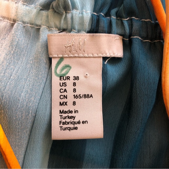 H&M Women’s Size 8 Multicolored Blouse Elastic Chiffon Shirt Spaghetti Straps - Picture 6 of 16